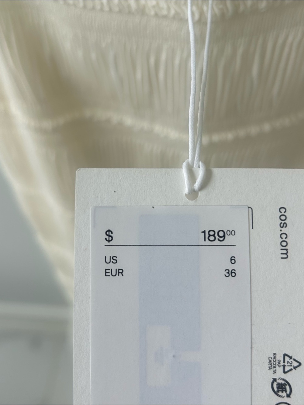Ruched Dropped-Waist Poplin Midi Dress Cream 100% Cotton Lining - Picture 6 of 6